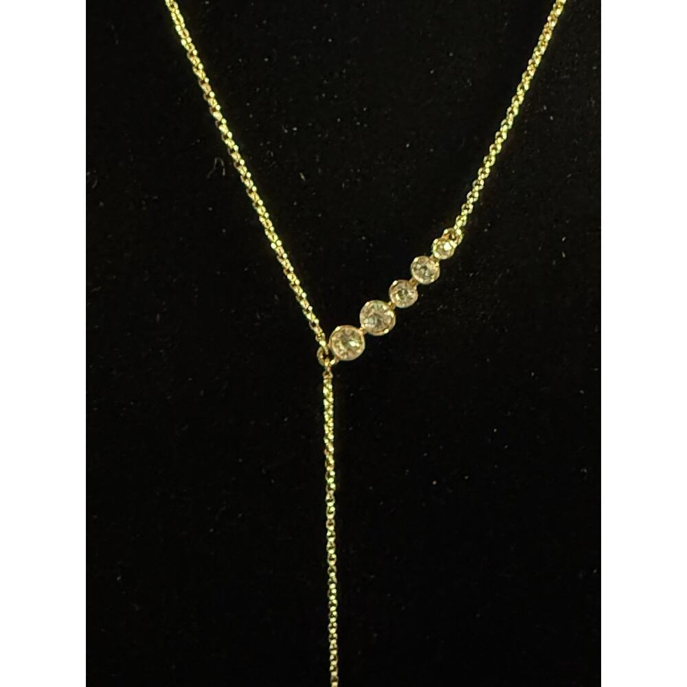 Ann Taylor LOFT Gold Tone Lariat Necklace Crystal Rhinestones 16–18 Inch - Picture 6 of 10